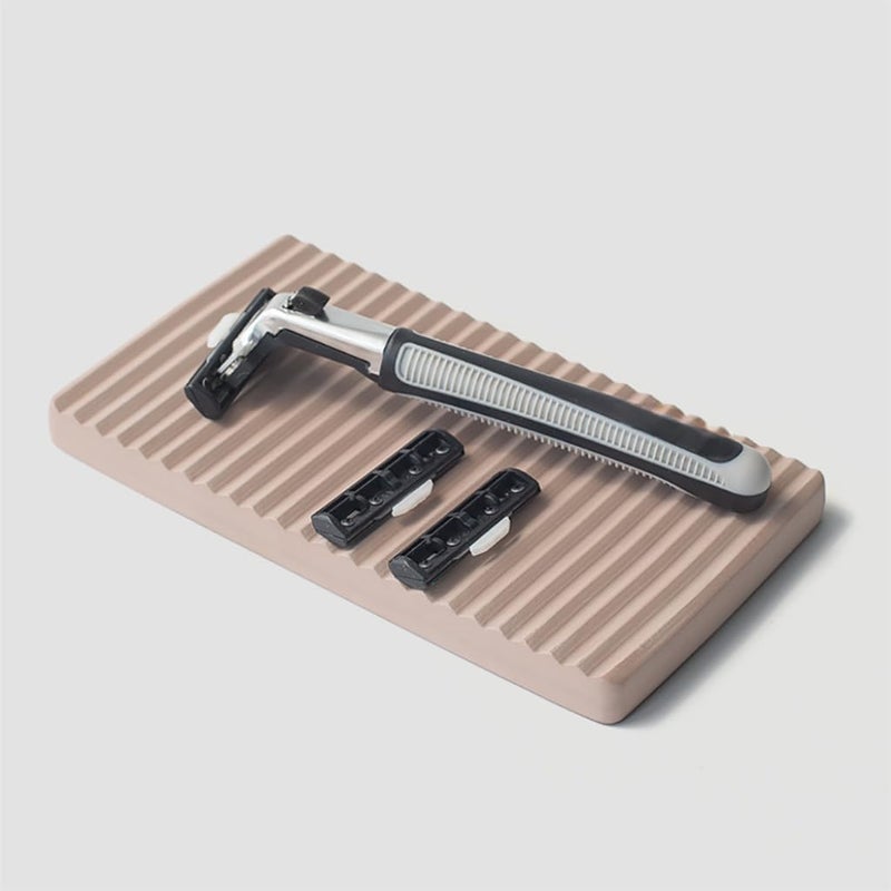 NICITY Diatomite Razor Holder for Shower,Water Absorption Fast Drying Natural Diatomite Tray for Razor Soap Shaving Cream Foam Bottle Face Wash (Brown) - Image 1